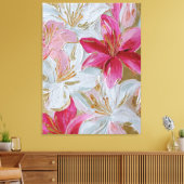 Lily Texture Abstrait Rose et Or Art Mural (Insitu(Salon))