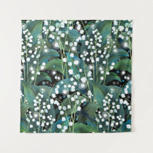 Lily Valley naadloze patroon achtergrond Wandkleed