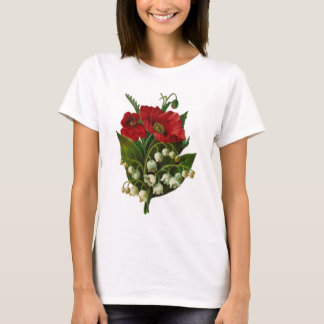 Lily van de vallei en het papavers ontwerp t-shirt