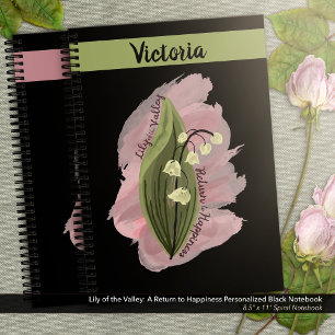 Lily van de Vallei Geluk Gepersonaliseerd Zwart Notitieboek