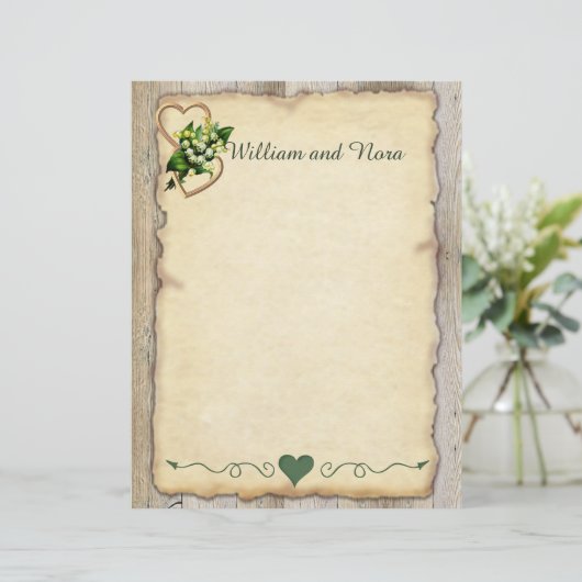 Lily van de vallei, hart, oud papier, land (Staand voorkant)