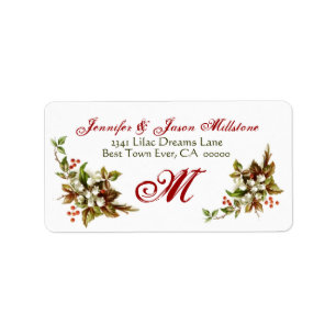Lily van de Vallei Monogram Bruiloft Label