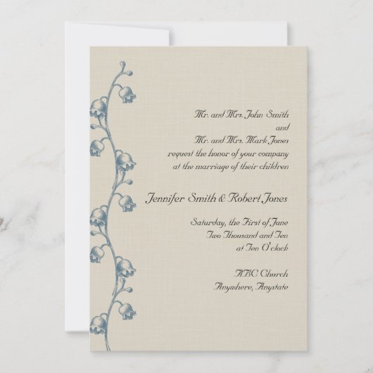 Lily van de vallei op Ecru bruiloft uitnodiging (Voorkant)