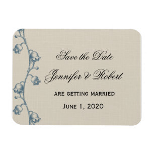 Lily van de vallei op Ecru Linnen Save the Date Magneet