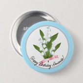 Lily van de vallei, retro ronde button 7,6 cm (Voorkant /achterkant)