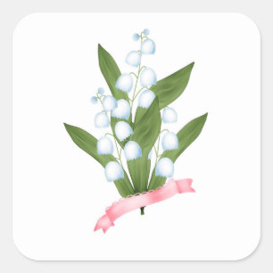 Lily van de vallei, retro vierkante sticker