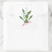 Lily van de vallei, retro vierkante sticker (Tas)