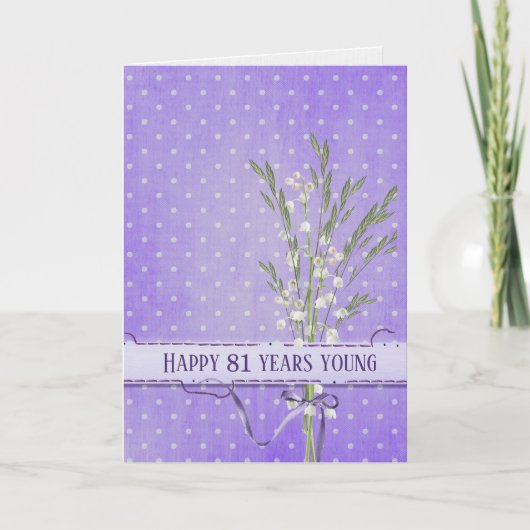 Lily van de Valley Bouquet 81st Birthday Card Kaart (Voorkant)