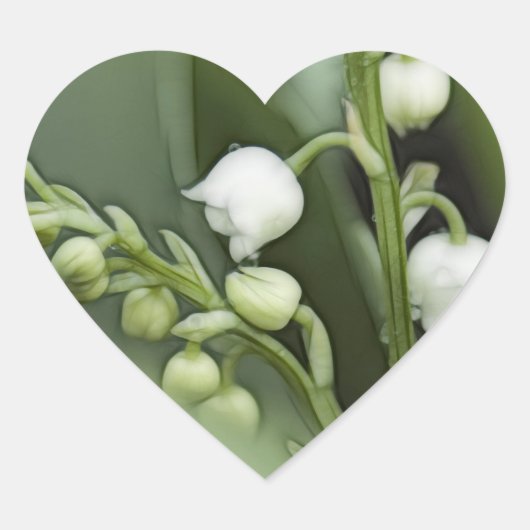Lily van de Valley Flowers Hart Sticker (Voorkant)
