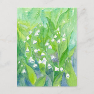 Lily van de Valley May Flowers Waterverf Painting Briefkaart