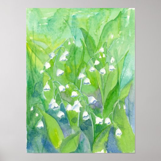 Lily van de Valley Waterverf Flowers Poster (Voorkant)