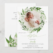 Lily van de Valley White Floral Baptism Kaart (Voorkant / Achterkant)