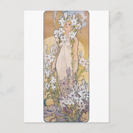 Lily (Vier bloemen), Alphonse Mucha Briefkaart (Voorkant)