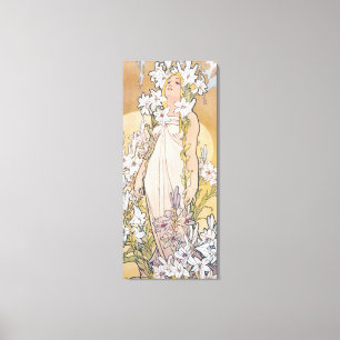 Lily (Vier bloemen), Alphonse Mucha Canvas Afdruk