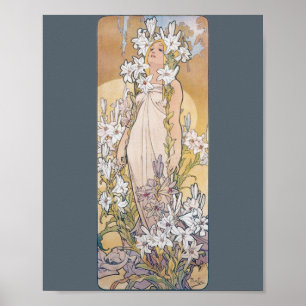 Lily (Vier bloemen), Alphonse Mucha Poster