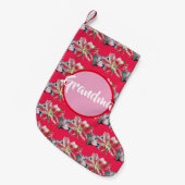 Lily Waterverf Rode Bloemen oma Stocking Kleine Kerstsok (Voorkant (Hangend))