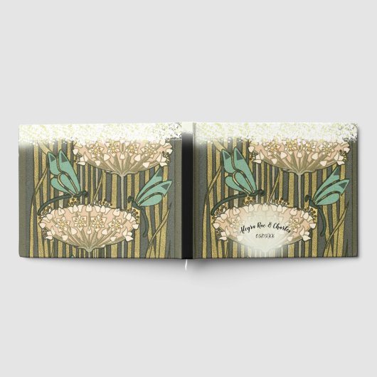 Lilypad Dragonfly Art Déco Mariage livre d'hôtes (Complet)