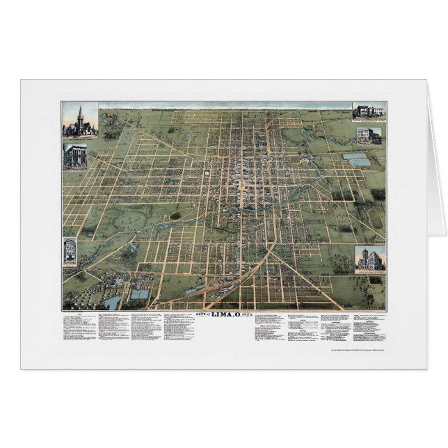Lima, OH Panoramic Map - 1892 (Voorkant Horizontaal)