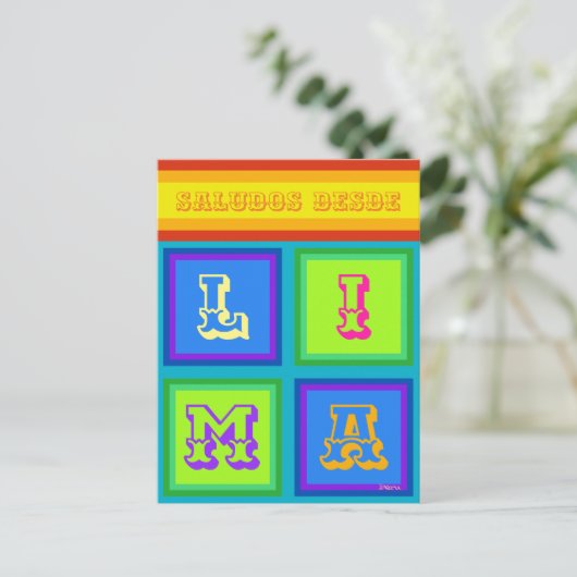 Lima Pérou serape couleur vacances Carte postale (Debout devant)