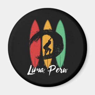 Lima Peru Beach  Retro Surfing Magneet