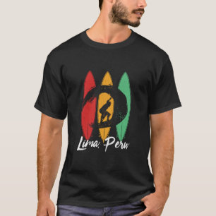 Lima Peru Beach  Retro Surfing T-shirt