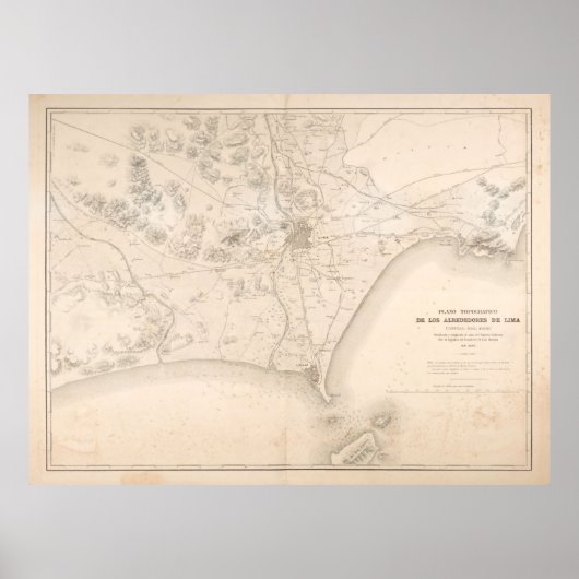 Lima Peru Environs Map (1857) Poster (Voorkant)