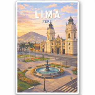 Lima Peru Illustratie Reis Kunst Vintage Sticker