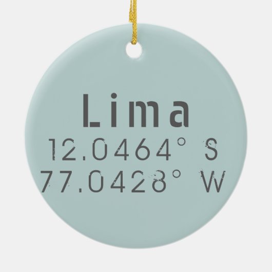 Lima Peru Latitude Lengtegraad Keramisch Ornament (Achterkant)