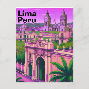Lima Peru Reisposter, Peru Reis Kunst, Lima P Briefkaart