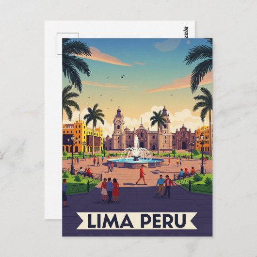 Lima Peru Reizen Briefkaart (Voorkant / Achterkant)