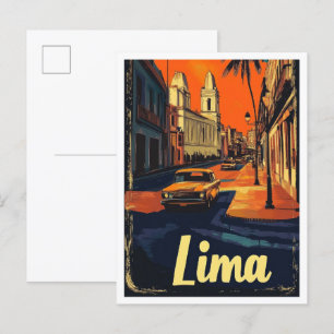 Lima Peru Vintage Travel Illustratie Briefkaart