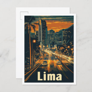 Lima Peru Vintage Travel Illustratie Briefkaart