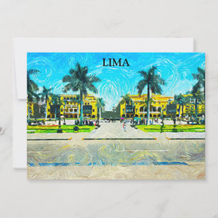 Lima Peru Waterverf olieverf Vintage reizen Kaart