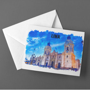 Lima Peru Waterverf Vintage Reizen Briefkaart