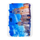 Lima Peru Waterverf Vintage Reizen Magneet (Verticaal)