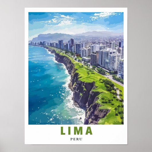 Lima Poster - Miraflores Cliffs Art - Lima Peru Ar (Devant)