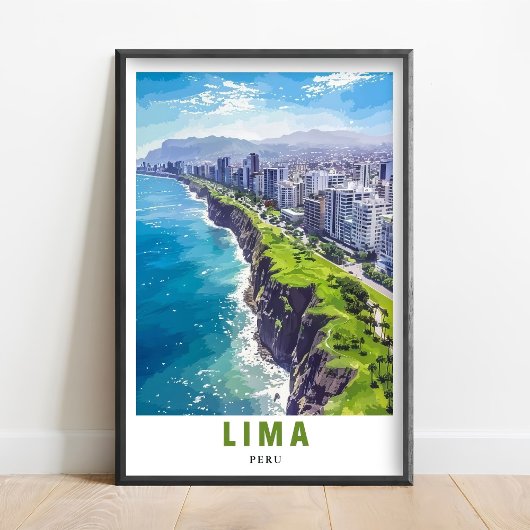 Lima Poster - Miraflores Cliffs Art - Lima Peru Ar