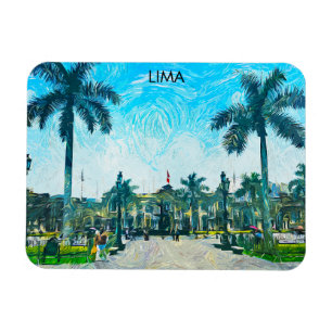 Lima Waterverf Stad Vintage Reizen Magneet
