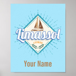 Limassol City Cyprus Retro Sailing Ship  Poster