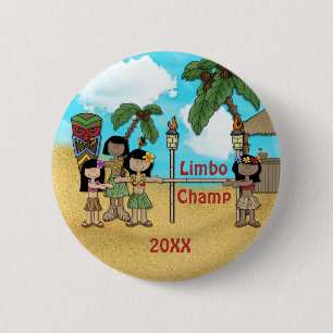 Limbo Luau Verjaardagsfeest - Limbo Champ Ronde Button 5,7 Cm