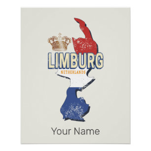 Limburg Nederland Kaart Nederlands  Souvenir Perfect Poster