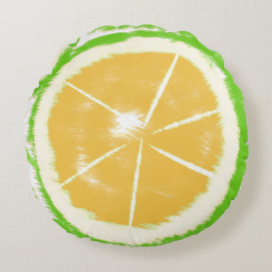 Lime Abstract Citrus Tie Dye Ontwerp Rond Kussen