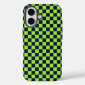 Lime and navy checkerboard pattern Case-Mate iPhone case (Achterkant)
