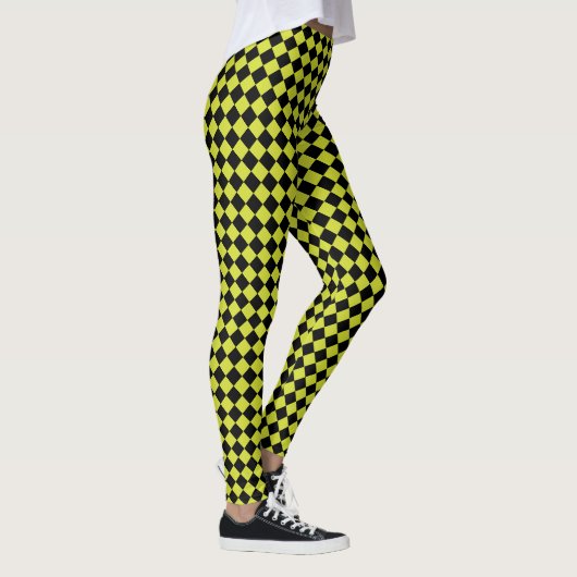 LIme avec Leggings de course de Black Checker (Droite)