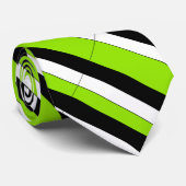 Lime Black and White University Cravate en bande (Roulé)