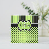 Lime Black Pois Seizième anniversaire Invitation (Debout devant)
