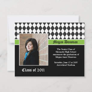 Lime Black White Graduation Invitation