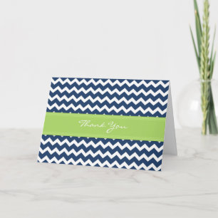 Lime Blauwe Chevron Trouw Trouwkaart Bedankkaart