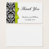 Lime Bow Mariage damassé Merci Cartes (Devant & derrière)