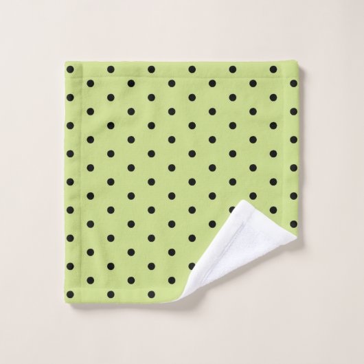 Lime Chartreuse Whimsical Black Polka Point (Gant de toilette)